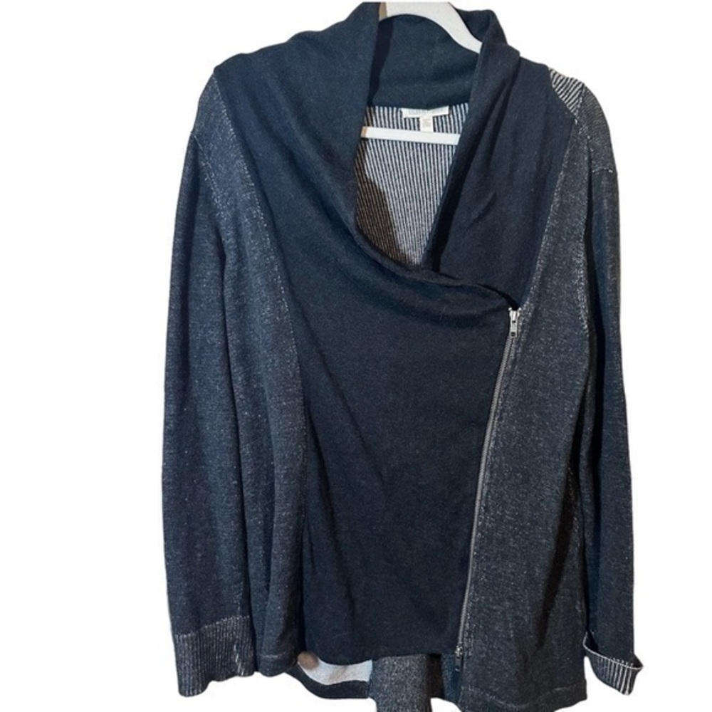 Eileen Fisher Wrap front Zipper Sweater Size Large Organic Cotton